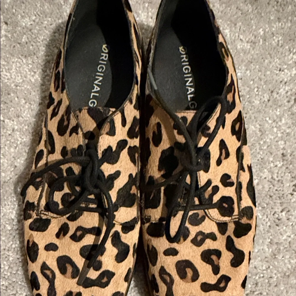 Cole Haan Leopard Print Lace-Up Oxfords in Tan and Black - Picture 6 of 6
